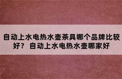 自动上水电热水壶茶具哪个品牌比较好？ 自动上水电热水壶哪家好